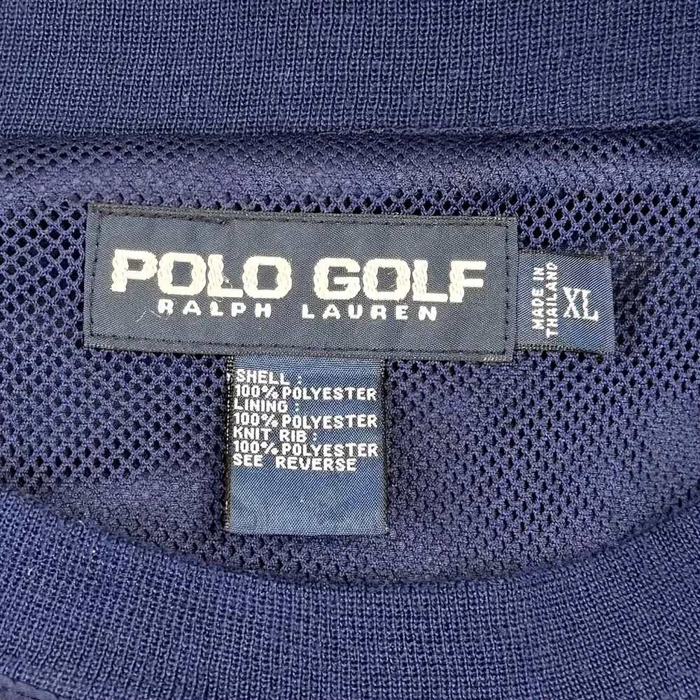 Polo Golf Ralph Lauren Mens XL Navy Blue Windbreaker Pullover Mesh Lined Crest